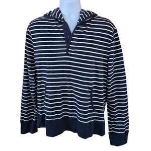 J. Crew Striped Hooded Pullover Sweatshirt Medium preppy outdoor   party school
